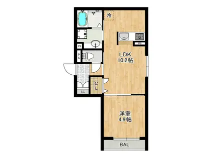 SARENE COURT(1LDK/3階)の間取り写真