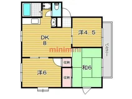 シャロームマイウインディア(3DK/1階)の間取り写真