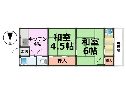 南七松橋本文化南-東棟(2K/1階)の間取り写真