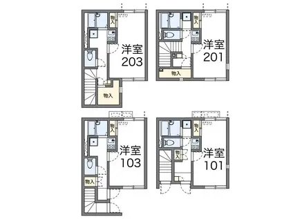 レオネクストアポロン(1K/1階)の間取り写真