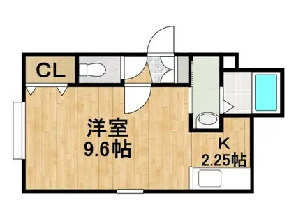 ルナエンブレーマ(1K/1階)の間取り写真