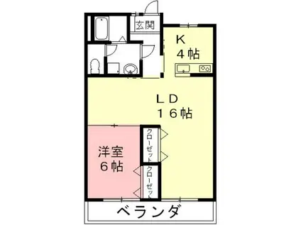 パークサイド蝉丸(1LDK/2階)の間取り写真