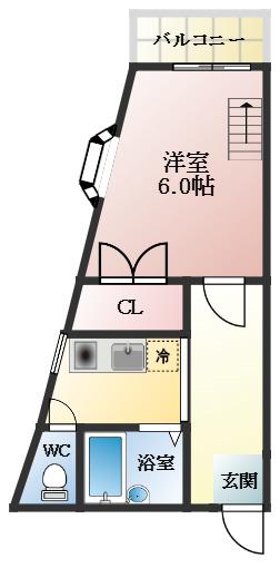 YTSマンション 碓井(1SK/2階)の間取り写真
