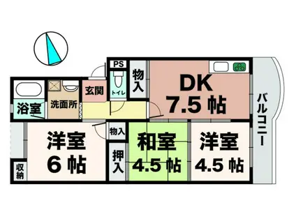 パールハイツ(3DK/3階)の間取り写真