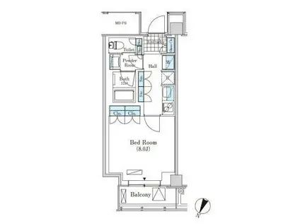 メルクマール京王笹塚(1K/14階)の間取り写真