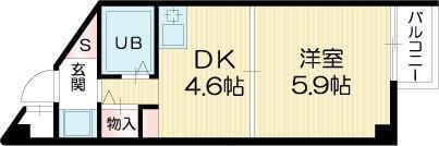 加古川ヤングパレス(1DK/3階)の間取り写真