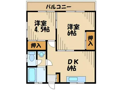 コーポみなみ(2DK/2階)の間取り写真