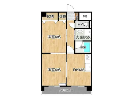 SUNGREAT嘉久志(2DK/6階)の間取り写真