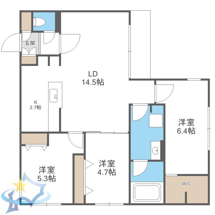HIGH RESIDENCE YAMAHANA(3LDK/4階)の間取り写真
