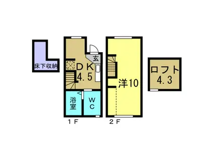 ディアコート(1K/1階)の間取り写真