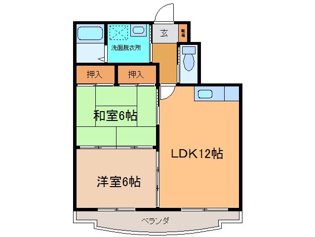 スカイハウス宮本(2LDK/2階)の間取り写真