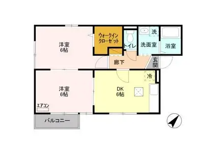 プランドール(2DK/1階)の間取り写真