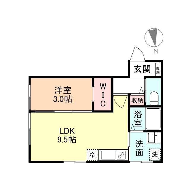 M CUBE(1LDK/1階)の間取り写真