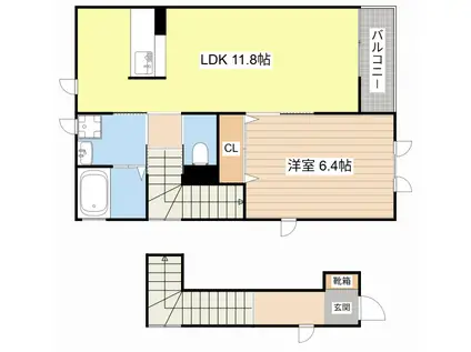 サーティーンV(1LDK/1階)の間取り写真