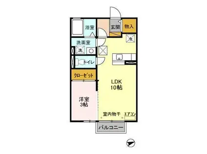 プランタンコリーヌII(1LDK/1階)の間取り写真