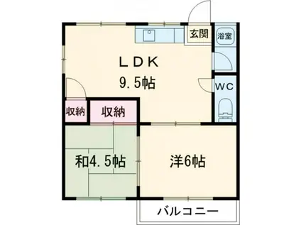 コーポむらたA(2DK/2階)の間取り写真