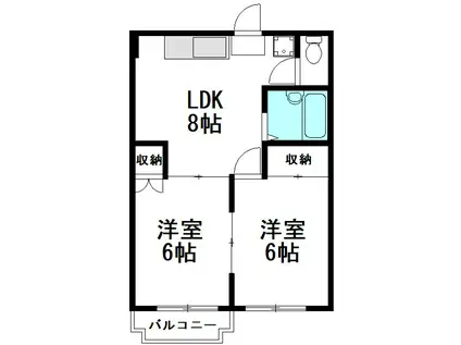 トムハイツB(2LDK/2階)の間取り写真