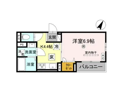 RIPOSO東加古川 I(1K/1階)の間取り写真