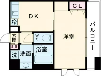 プレジール三ノ宮(1DK/6階)の間取り写真