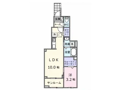 カーサ ブローテVII(1LDK/1階)の間取り写真