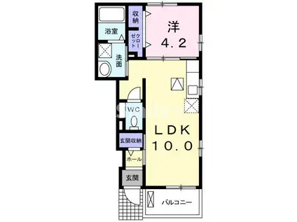 アヴェニール(1LDK/1階)の間取り写真
