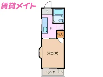 ヒルズ生桑町(1K/1階)の間取り写真