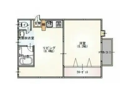ジョーヌ駈上(1LDK/2階)の間取り写真