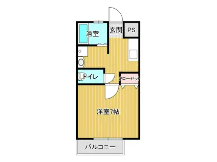 レジデンスN D棟(1K/1階)の間取り写真