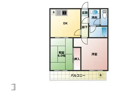 ケイプラザ金田(2DK/2階)の間取り写真