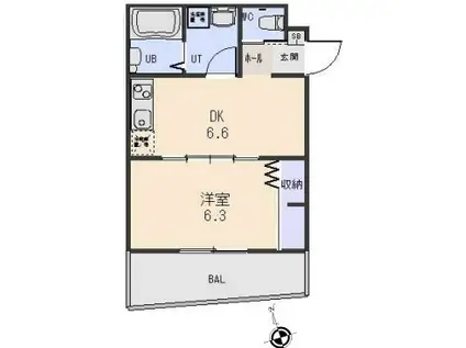 ACERO(1DK/1階)の間取り写真