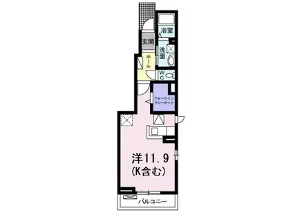 グランド ソレイユ 協和II(ワンルーム/1階)の間取り写真