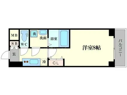 S-RESIDENCE 難波 VIALE(1K/12階)の間取り写真