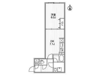 リーガランド神楽坂(1DK/2階)の間取り写真