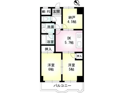 音金六郷マンション(2SDK/3階)の間取り写真