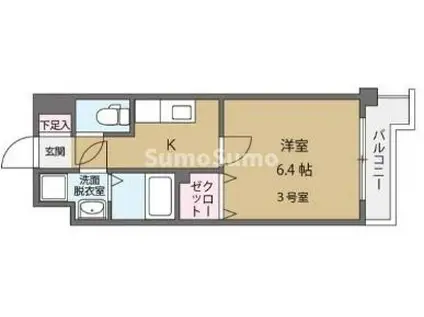 プロシードSH(1K/3階)の間取り写真