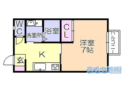 ロワールハイツII(1K/2階)の間取り写真