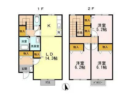 リースランド植松(3LDK/1階)の間取り写真