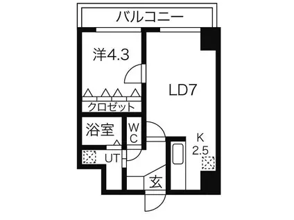 フロムコート(1LDK/2階)の間取り写真