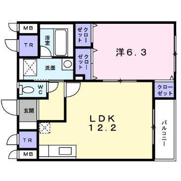 ジュネス松陰(1LDK/1階)の間取り写真
