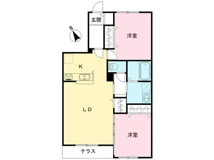 NOVガーデンハウス谷田部 FG棟(2LDK/1階)の間取り写真