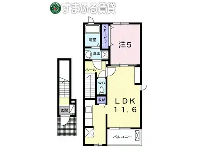 ビオーラ・RIN桜井町(1LDK/2階)の間取り写真