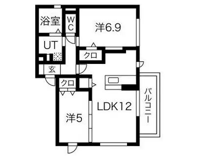 ルピナス(2LDK/3階)の間取り写真