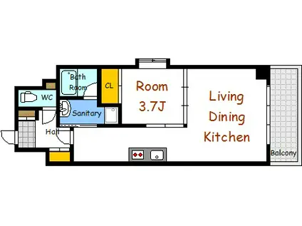 リブネ横川(1LDK/2階)の間取り写真