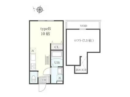 アーリーガーデン横濱山手II(ワンルーム/2階)の間取り写真