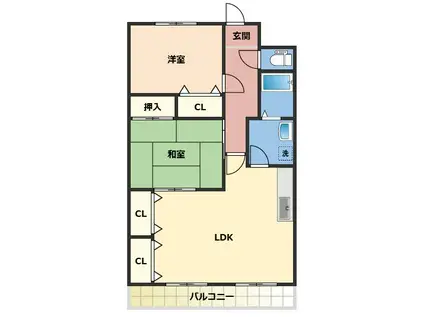 フローラ重根(2LDK/2階)の間取り写真