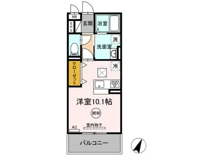 グラン シャルールK(ワンルーム/2階)の間取り写真