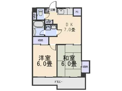 アーバンフラッツ(2DK/4階)の間取り写真