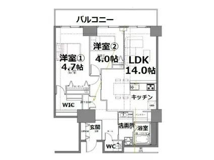 シティコート目黒4棟(2LDK/10階)の間取り写真