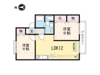 アグリンビレッジC棟(2LDK/1階)の間取り写真