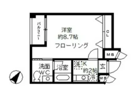 クリサンス小石川(1K/2階)の間取り写真